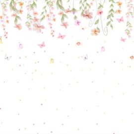 PAPEL DE PAREDE INFANTIL FEMININO - CORTINA DE FLORES