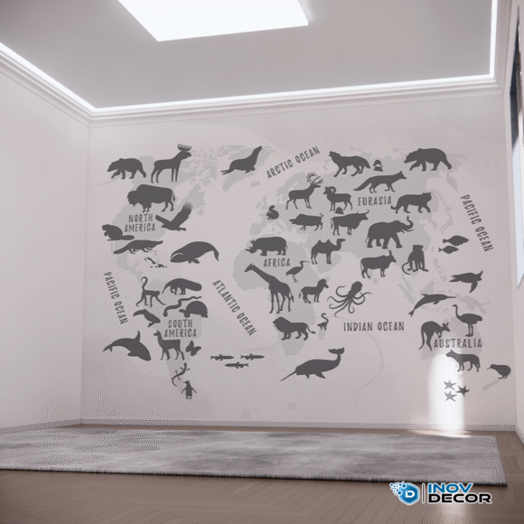 PAPEL DE PAREDE MAPA MUNDI DOS ANIMAIS – 013 - Imagem 3