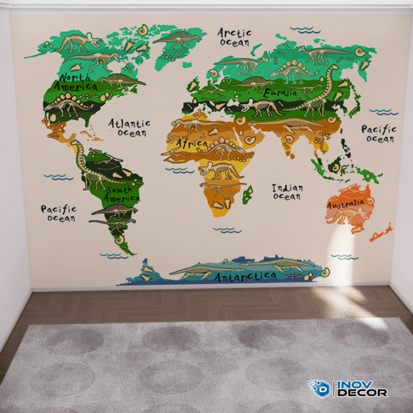 PAPEL DE PAREDE MAPA MUNDI DOS ANIMAIS – 015 - Imagem 3