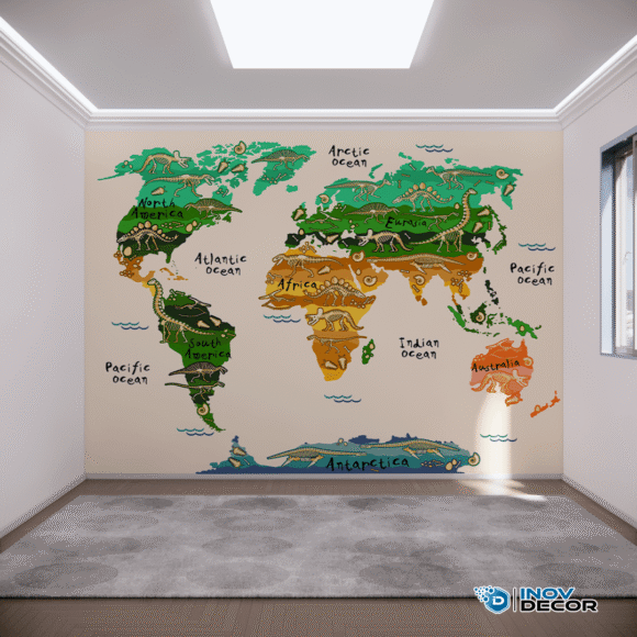 PAPEL DE PAREDE MAPA MUNDI DOS ANIMAIS – 015 - Imagem 4