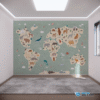 PAPEL DE PAREDE MAPA MUNDI DOS ANIMAIS – 016