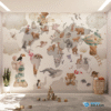 PAPEL DE PAREDE MAPA MUNDI DOS ANIMAIS – 017