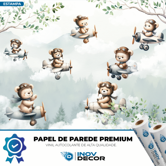PAPEL DE PAREDE URSINHOS AVIADORES - 007 - Imagem 2