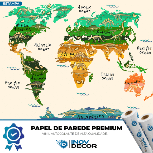 PAPEL DE PAREDE MAPA MUNDI DOS ANIMAIS – 015 - Imagem 2